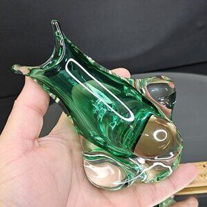 Krystyna Art Studio Small Glass Vase Signed By Jan Benda Czech Republic Green